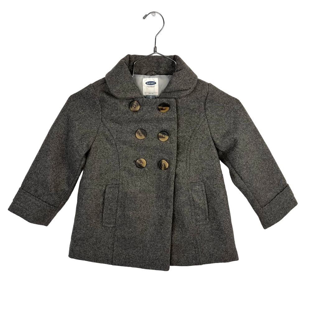 NWT OLD NAVY | Gray Collard Wool Blend Pea Coat | Kids/Girl's
